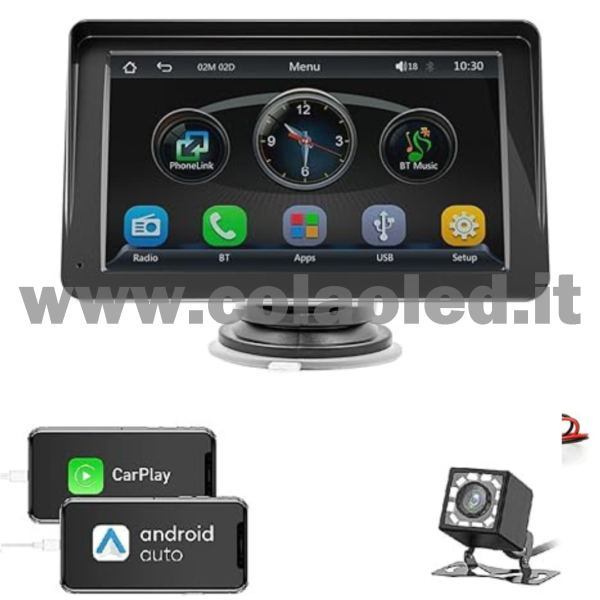 Autoradio DIN 7″ Pollici llici touchscreen Carplay android apple + telecamera posteriore parcheggio parcheggio Micro SD Aux-in USB bluetooth WiFi touchscreen stereo FM RDS USB SWC con USB/EQ/AUX navigatore gps sistema operativo Android Processore 4 core 4 canali 60Wx4 - immagine 3
