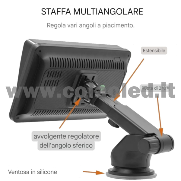 Autoradio DIN 7″ Pollici llici touchscreen Carplay android apple + telecamera posteriore parcheggio parcheggio Micro SD Aux-in USB bluetooth WiFi touchscreen stereo FM RDS USB SWC con USB/EQ/AUX navigatore gps sistema operativo Android Processore 4 core 4 canali 60Wx4 - immagine 6