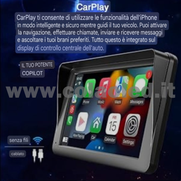Autoradio DIN 7″ Pollici llici touchscreen Carplay android apple + telecamera posteriore parcheggio parcheggio Micro SD Aux-in USB bluetooth WiFi touchscreen stereo FM RDS USB SWC con USB/EQ/AUX navigatore gps sistema operativo Android Processore 4 core 4 canali 60Wx4 - immagine 9