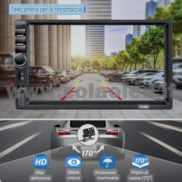 Autoradio 2 Doppio DIN 7" Pollici Carplay android apple + telecamera posteriore parcheggio parcheggio Micro SD Aux-in USB bluetooth WiFi touchscreen stereo FM RDS USB SWC con USB/EQ/AUX navigatore gps sistema operativo Android Processore 4 core 4 canali 60Wx4 - immagine 2