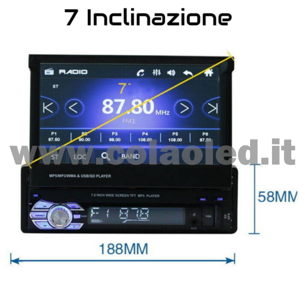 Autoradio DIN 7″ Pollici llici touchscreen Carplay android apple + telecamera posteriore parcheggio parcheggio CD DVD Aux-in USB bluetooth WiFi touchscreen stereo FM RDS USB SWC con USB/EQ/AUX navigatore gps sistema operativo Android Processore 4 core 4 canali 65Wx4 - immagine 8