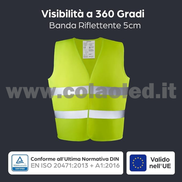 Gilet Alta visibilità Set con Borsa Certificato EN ISO 20471 Valido in Tutta Europa – Ideale per Auto E VEICOLI Costruzione Giallo - immagine 3