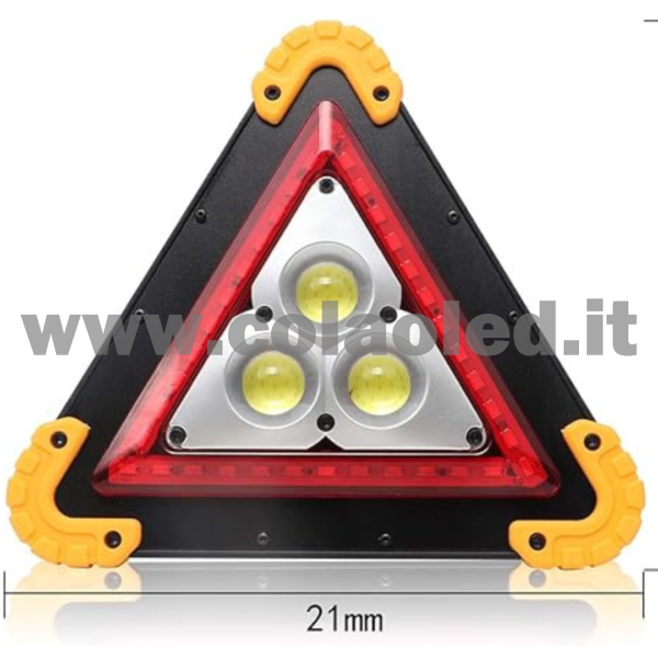 Triangolo e Lampada Ricarica SOLARE da Lavoro Portatile a LED Torcia D'emergenza Spia di Traffico omologato Ricaricabile Portatile Gestire la Riparazione Dell'automobile Luce di Inondazione 30W - immagine 2