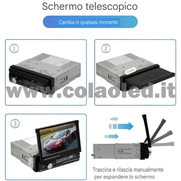 Autoradio 1 DIN 7″ Pollici touchscreen Carplay android apple + telecamera posteriore parcheggio USB Aux-in Bluetooth Lettore MP5 Radio FM RDS USB/EQ/AUX gps 4 canali 50Wx4 - immagine 6