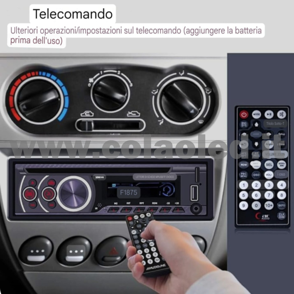 Autoradio 1 DIN CD DVD Micro SD USB Aux-in Bluetooth Lettore MP5 Radio FM RDS USB/EQ/AUX gps 4 canali 60Wx4 - immagine 2