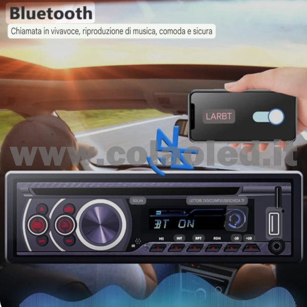 Autoradio 1 DIN CD DVD Micro SD USB Aux-in Bluetooth Lettore MP5 Radio FM RDS USB/EQ/AUX gps 4 canali 60Wx4 - immagine 6