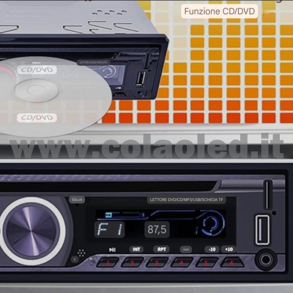 Autoradio 1 DIN CD DVD Micro SD USB Aux-in Bluetooth Lettore MP5 Radio FM RDS USB/EQ/AUX gps 4 canali 60Wx4 - immagine 5