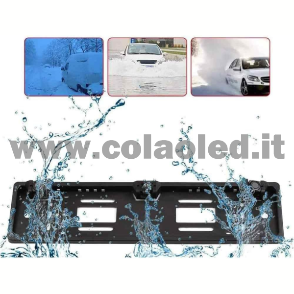 Porta targa posteriore con Telecamera e sensori di parcheggio retromarcia auto camper camion 12v con fili Full hd 420 TVL e led visione notturna portatarga - immagine 4