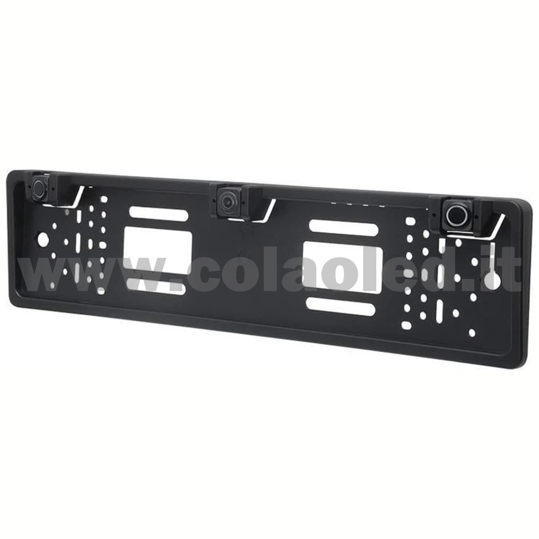 Porta targa posteriore con Telecamera e sensori di parcheggio retromarcia auto camper camion 12v con fili Full hd 420 TVL e led visione notturna portatarga - immagine 2