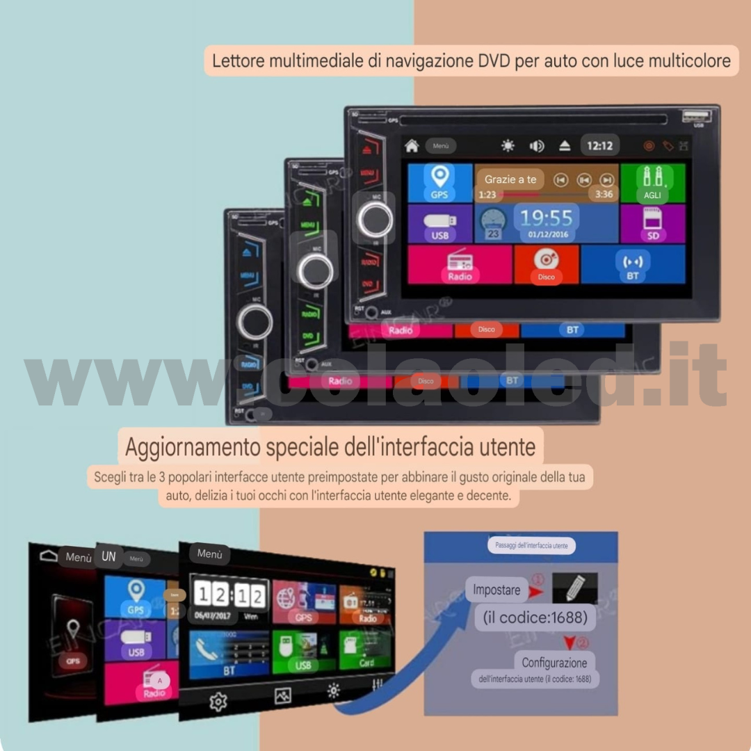 Autoradio 2 Doppio DIN 6,2" Pollici Carplay android apple + telecamera posteriore parcheggio parcheggio Mircro SD Aux-in USB bluetooth WiFi touchscreen stereo FM RDS USB SWC con USB/EQ/AUX navigatore gps sistema operativo Android Processore 8 core 4 canali 65Wx4 - immagine 8