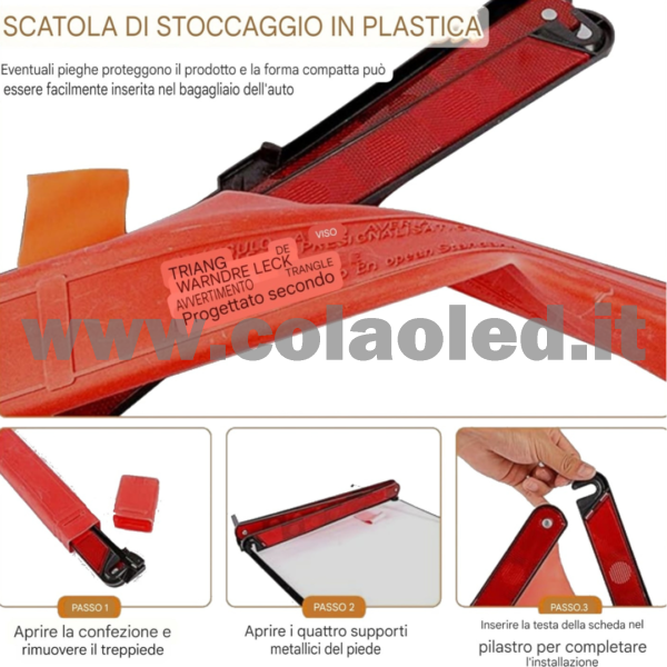Triangolo Auto omologato Riflettente emergenza d'avvertimento Riflettente Pieghevole D'avvertimento per Strada - immagine 2