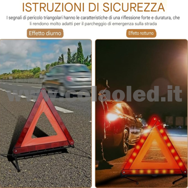 Triangolo Auto omologato Riflettente emergenza d'avvertimento Riflettente Pieghevole D'avvertimento per Strada - immagine 3