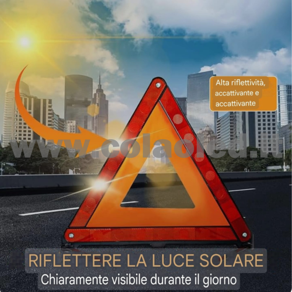 Triangolo Auto omologato Riflettente emergenza d'avvertimento Riflettente Pieghevole D'avvertimento per Strada - immagine 5