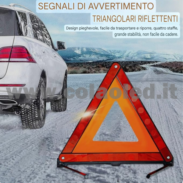 Triangolo Auto omologato Riflettente emergenza d'avvertimento Riflettente Pieghevole D'avvertimento per Strada - immagine 4
