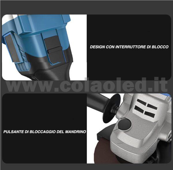 Smerigliatrice Angolare a Batteria 21V, smerigliatrice a batteria, smerigliatrice angolare con 2 Batterie e 6 Dischi Abrasivi - immagine 3