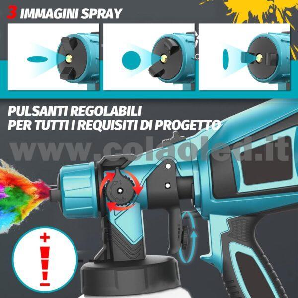 Pistola per verniciatura a batteria con 2 batterie - 3 Ugelli da 1,0mm 1,8mm 2,5mm - Serbatoio da 800 ml - immagine 2