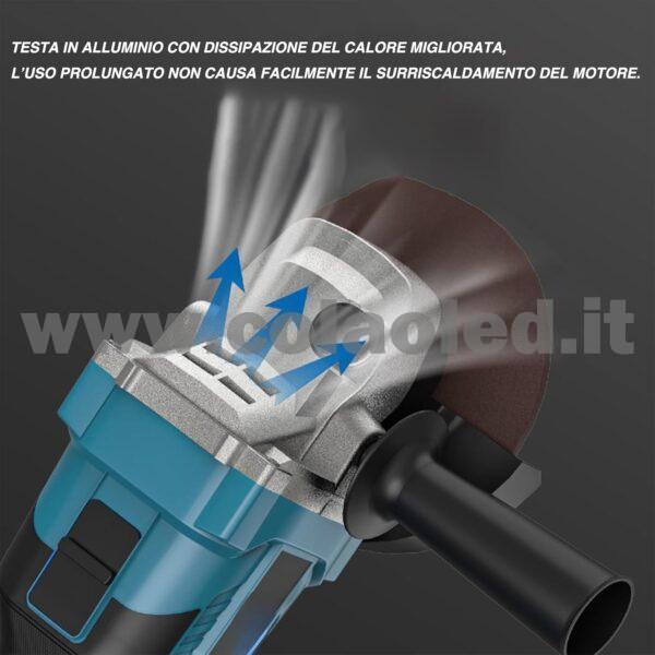 Smerigliatrice Angolare a Batteria 21V, smerigliatrice a batteria, smerigliatrice angolare con 2 Batterie e 6 Dischi Abrasivi - immagine 5