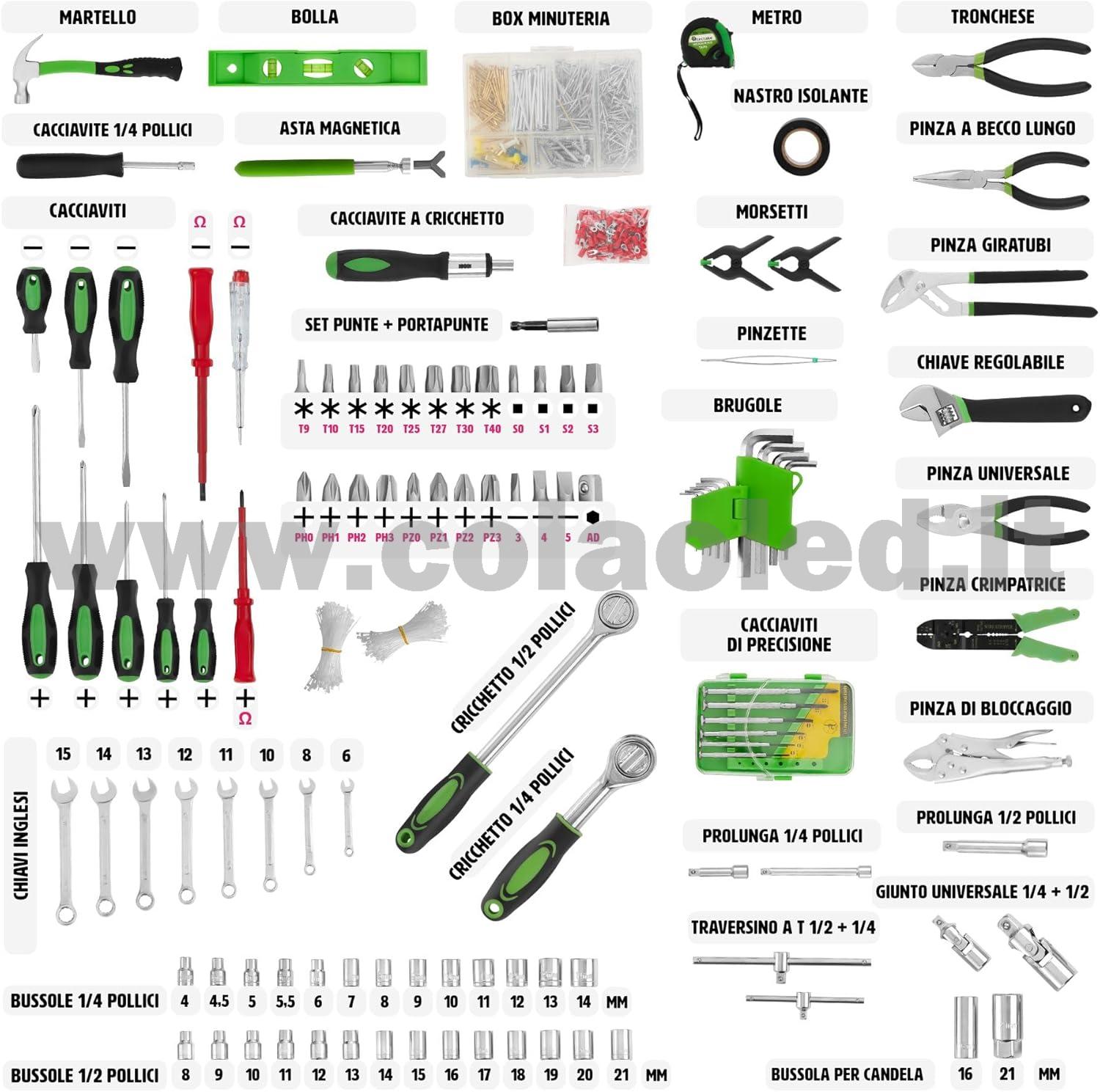 Trolley porta attrezzi 899 pezzi Ampia gamma di attrezzi forma ergonomica Con maniglia pieghevole e maniglia telescopica cassetta porta attrezzi completa di tutto - immagine 3