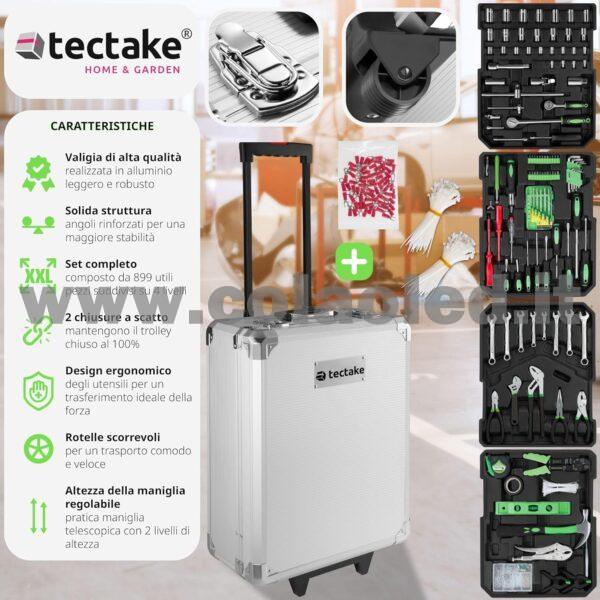 Trolley porta attrezzi 899 pezzi Ampia gamma di attrezzi forma ergonomica Con maniglia pieghevole e maniglia telescopica cassetta porta attrezzi completa di tutto - immagine 9